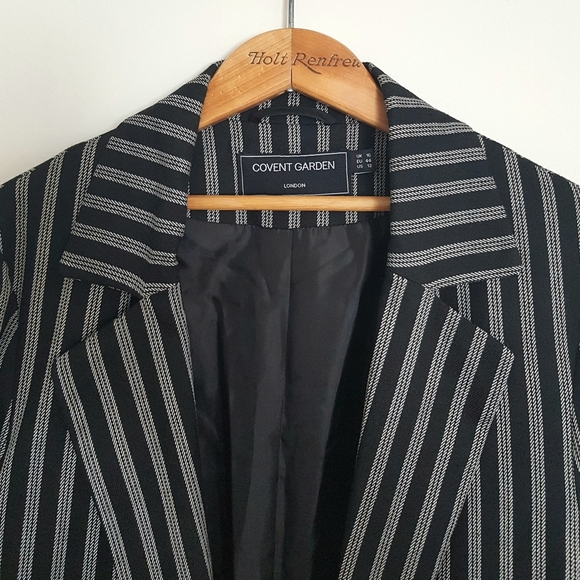 Covent Garden Black and White Striped Open Blazer - Picture 3 of 4